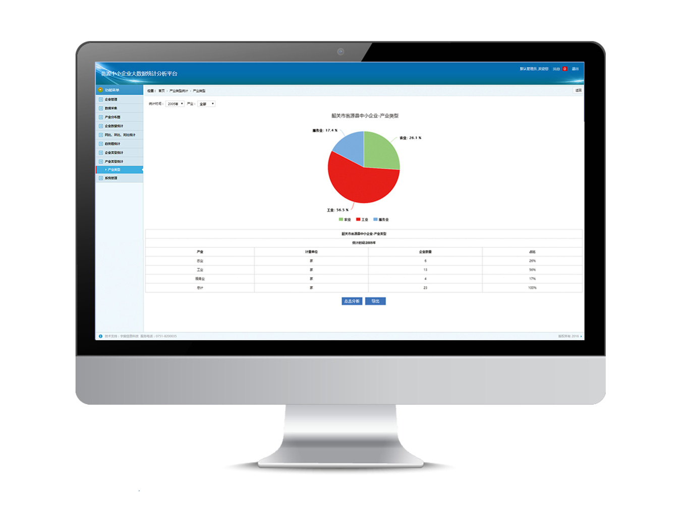 翁源中小企業大數據統計分析平臺